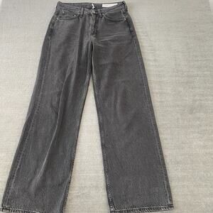 Rag & Bone Jeans Women 26x31 Charcoal Black Logan Mid Rise Wide Leg Casual